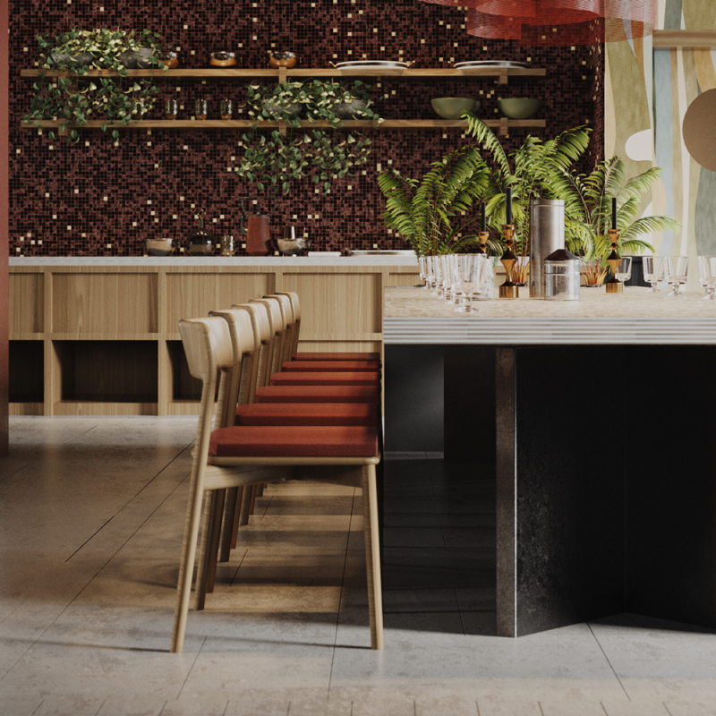 Langer Gemeinschaftstisch in der Hidden Room Bar & Kitchen